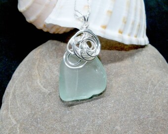 Sea Glass Necklace, Sea Glass Jewelry, Lake Erie Beach Glass Jewelry, Beach Necklace, Mothers Day, Wrapped Sea Glass, Beach Gift for Mom