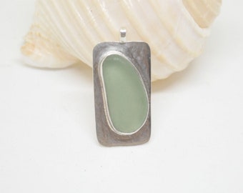 Sea Glass Pendant Necklace, Sterling Necklace, Seafoam Sea Glass Jewelry, Sea Glass Gift For Her, Seaglass