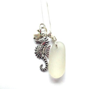 Sterling Seaglass Seahorse Necklace, Seaglass Jewelry, Seahorse Jewelry, Beach Necklace, Sea Glass Pendant, Gift For Mom image 3