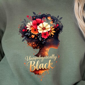 Black Pride Afro Woman Sweatshirt Floral Graphic Empowerment Pullover