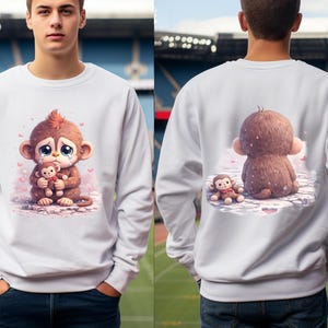 Monkey Graphic Hoodie: Front Back Print, All Clour Cotton Blend Pullover