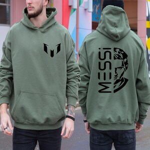 Sudadera con capucha de felpa con retrato de Messi: Sudadera unisex con estampado de fútbol. imagen 7