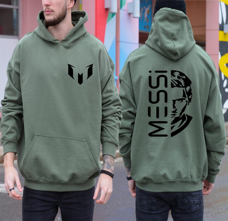 Sudadera con capucha de felpa con retrato de Messi: Sudadera unisex con estampado de fútbol. imagen 7
