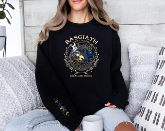 Dragon Rider Fantasy Sweatshirt Magical Academy Crewneck Book Lover Cozy Pullover