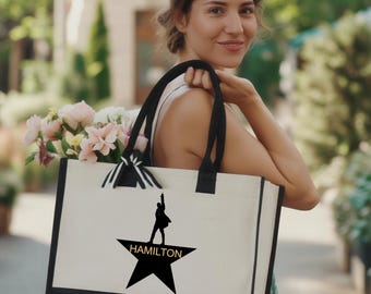 Hamilton Musical Theater Inspired Canvas Tote Bag, Broadway Star Shopper Gift