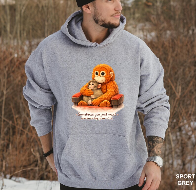 Monkey Comfort Hoodie: Emotional Support Sweatshirt, Cozy Graphic Pullover image 1