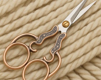 Bronze vintage embroidery scissors for sewing sharp precision craft shears with ornate handles, functional small scissors for yarn or fabric