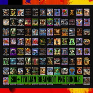 Más de 200 paquetes italianos de homenaje a Brainrot, diseño de camisa italiana Brainrot, Bombardino Crocodilo Png, Tralalero Tralala, Tung Tung Tung Sahur Png