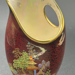 Vintage Crown Devon Fieldings Vase | Handbemalte Luster Ware | Japanische Szene Keramikvase | Hergestellt in England