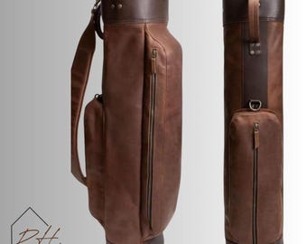 Handcrafted Cowhide Leather Golf Bag, Vintage Style Carry Bag, Valentines day gift
