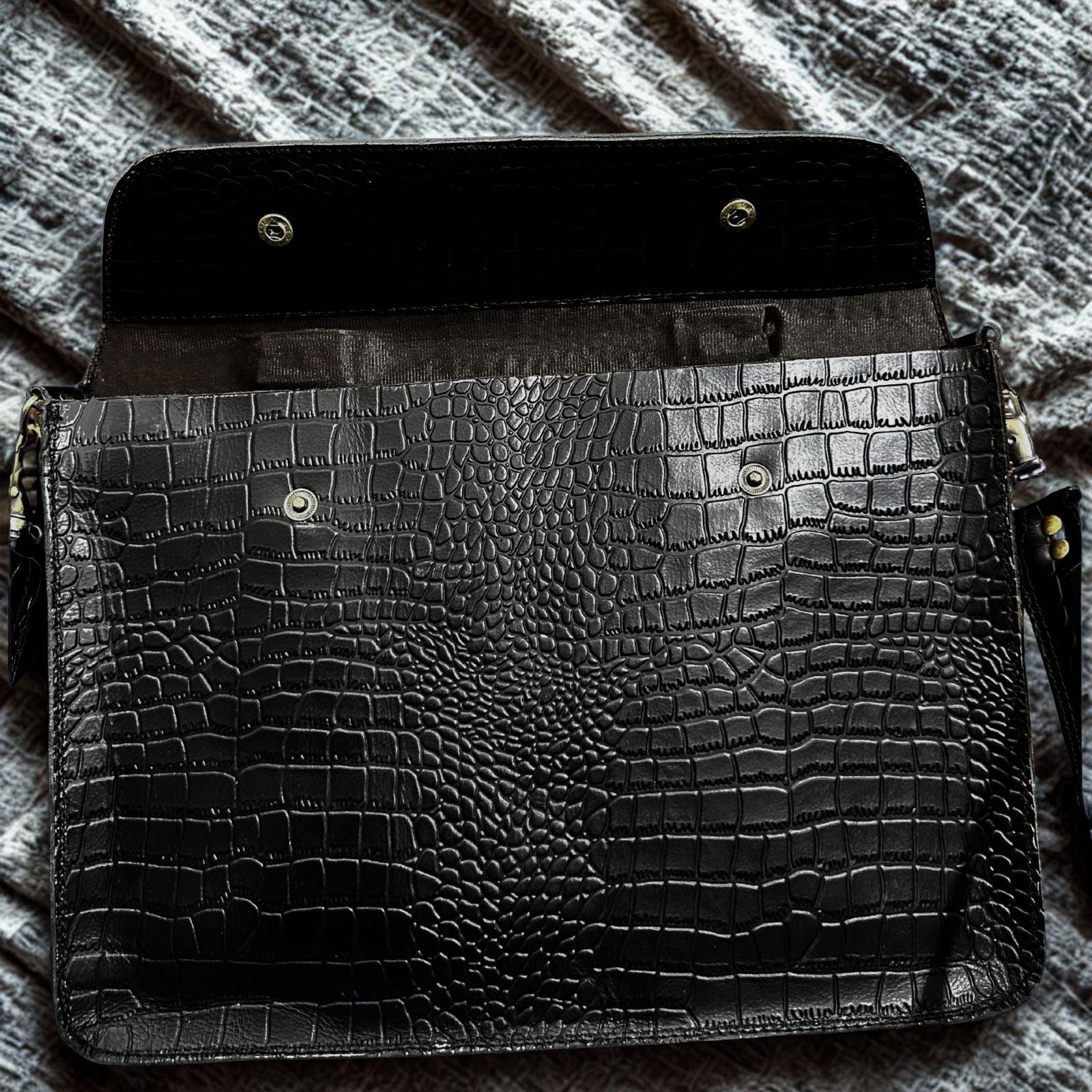 Genuine Leather Handmade Embossed Exotic Textured Crocodile Patchwork Laptop Bag Exclusive Crocodile Leather Bag We main image 4
