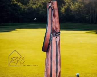 Handcrafted Full Grain Leather Golf Bag, Vintage Style Carry Bag for Men. Customized Golf Gift.