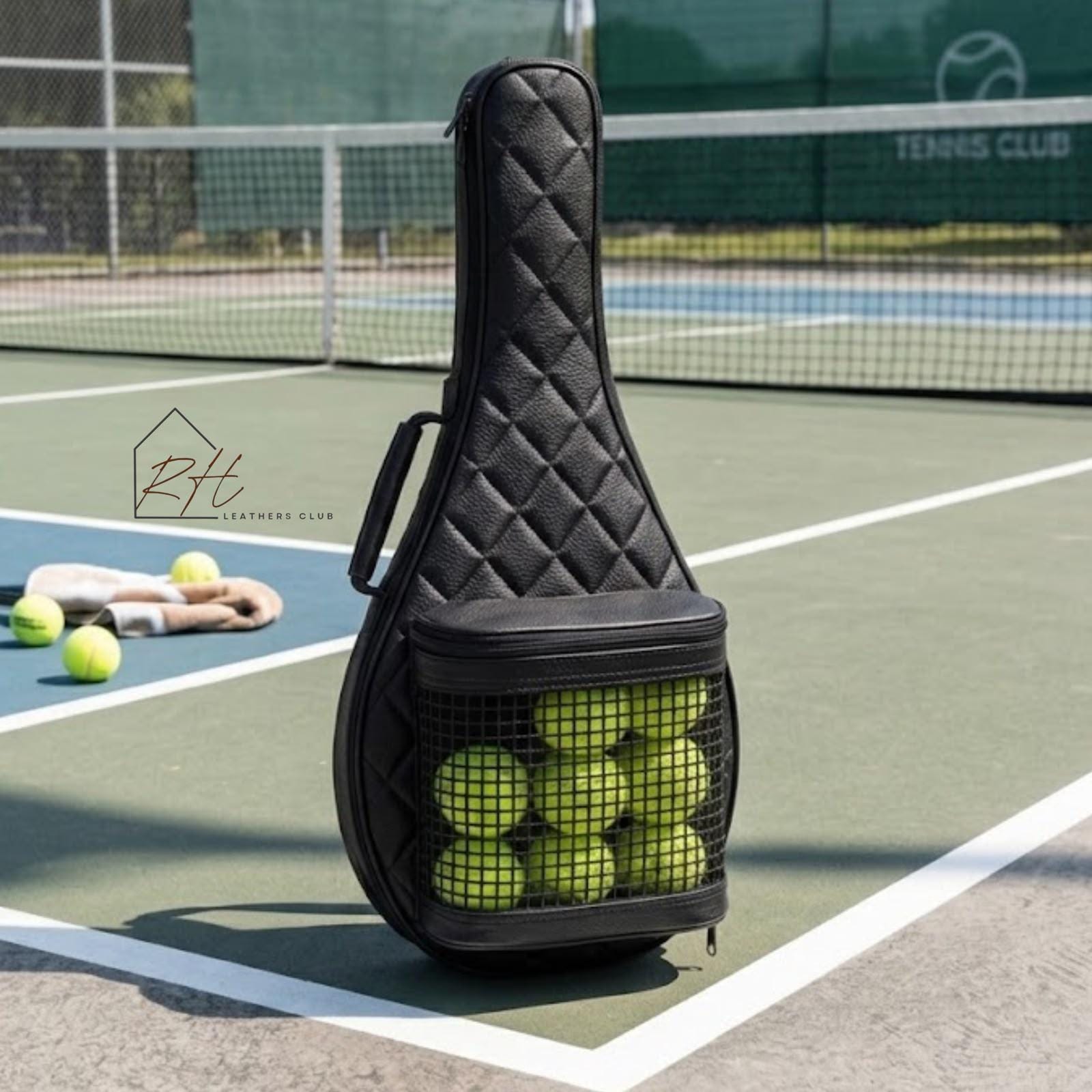 Handcrafted Premium Leather Tennis Racket Backpack, Full Grain Leather Tennis Bag, Quilted Racquet Backpack, Luxury Sports Bag, Gift for him