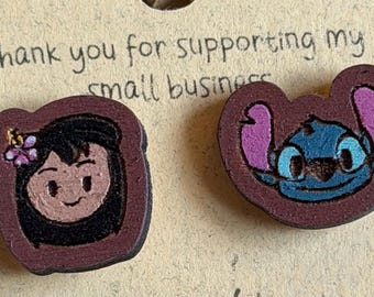 Lilo and Stitch and Mulan stud earrings