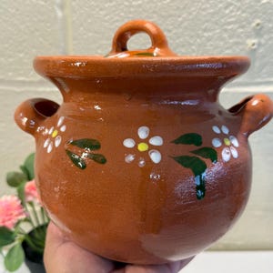 Vintage Mexican Clay Ollita Puebla Pot 1.5liter. Handmade Mexican Clay. Olla de Barro Puebla