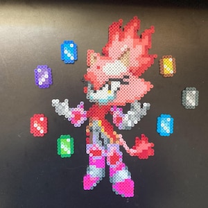 Burning Blaze and Sol Emeralds Sonic the Hedgehog Perler Bead Pixel Sprite