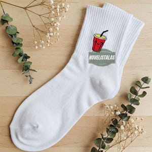 Personalized Soft Drink Socks Hand Embroidered Flower Socks for Women Personalized Embroidery Fruits Socks For Women Custom Gift Idea
