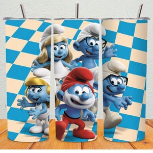 Blue Cartoon Creatures Tumbler Wrap PNG: 20oz Skinny Tumbler Design (Digital Download)