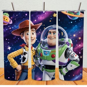 Woody and Buzz Toys Tumbler Wrap | Cartoon Movie Character | Kids Cartoon Toys | Digital Art Design | 20oz Skinny Tumbler | Digital PNG