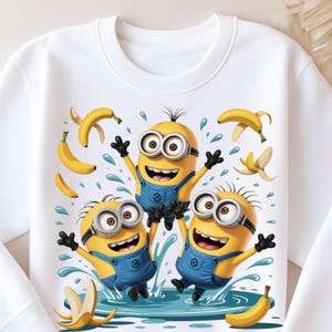 Cute Cartoon Kids T-Shirt PNG | Funny Yellow Kids Cartoon Characters T Shirt Sublimation Design | Kids Cartoon Movie Shirt Digital Download
