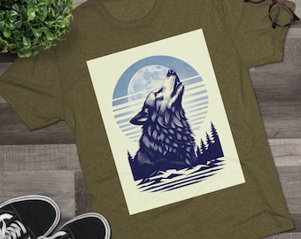 Wolf Graphic T-Shirt – Unisex Cotton, Moon & Forest Design