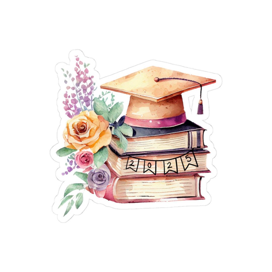 Graduation Kiss-cut Stickers, Floral Graduation Decor, Student Gift ...