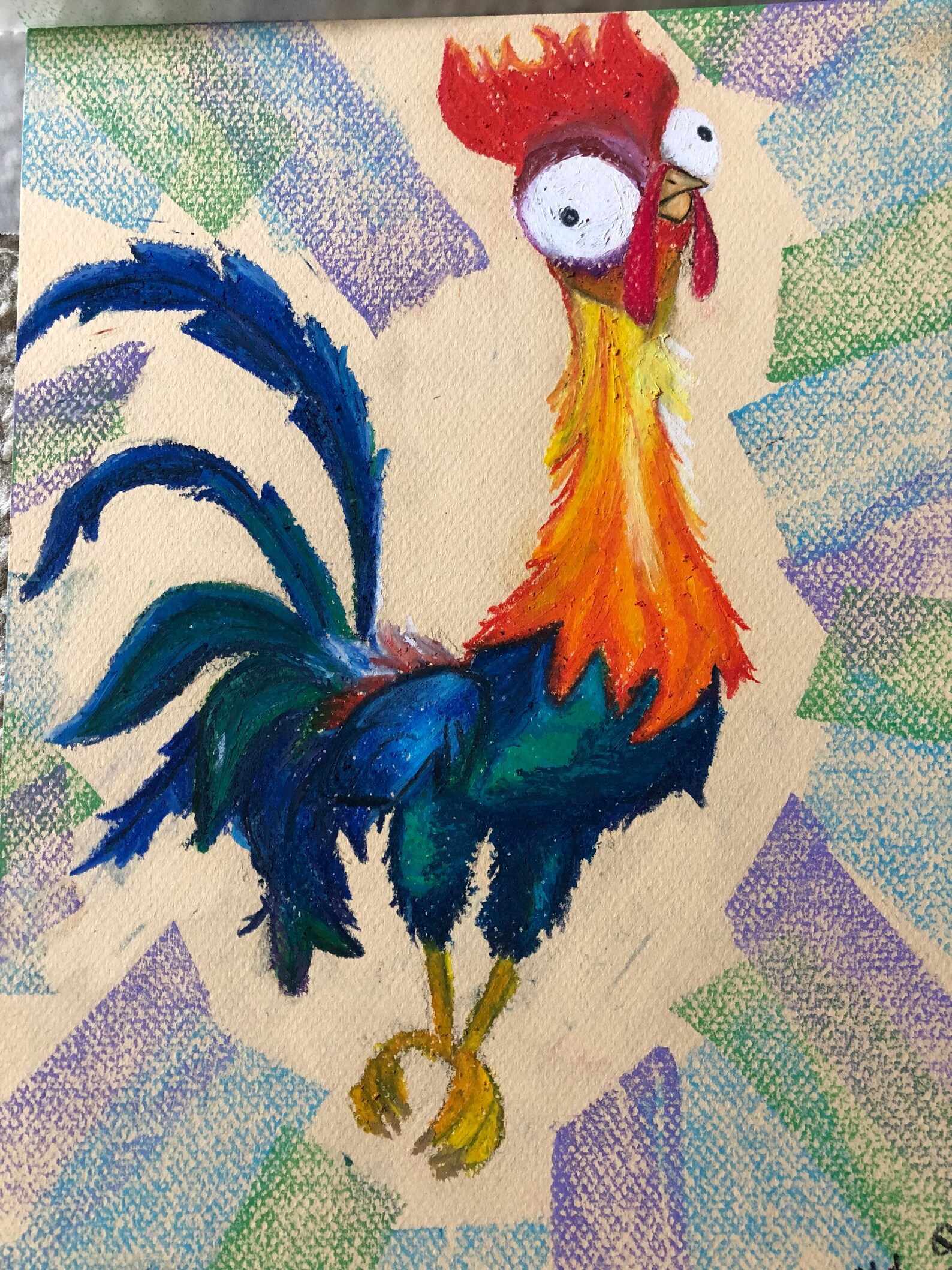 Heihei From Disney Moana Oil Pastel And Chalk On Paper Etsy