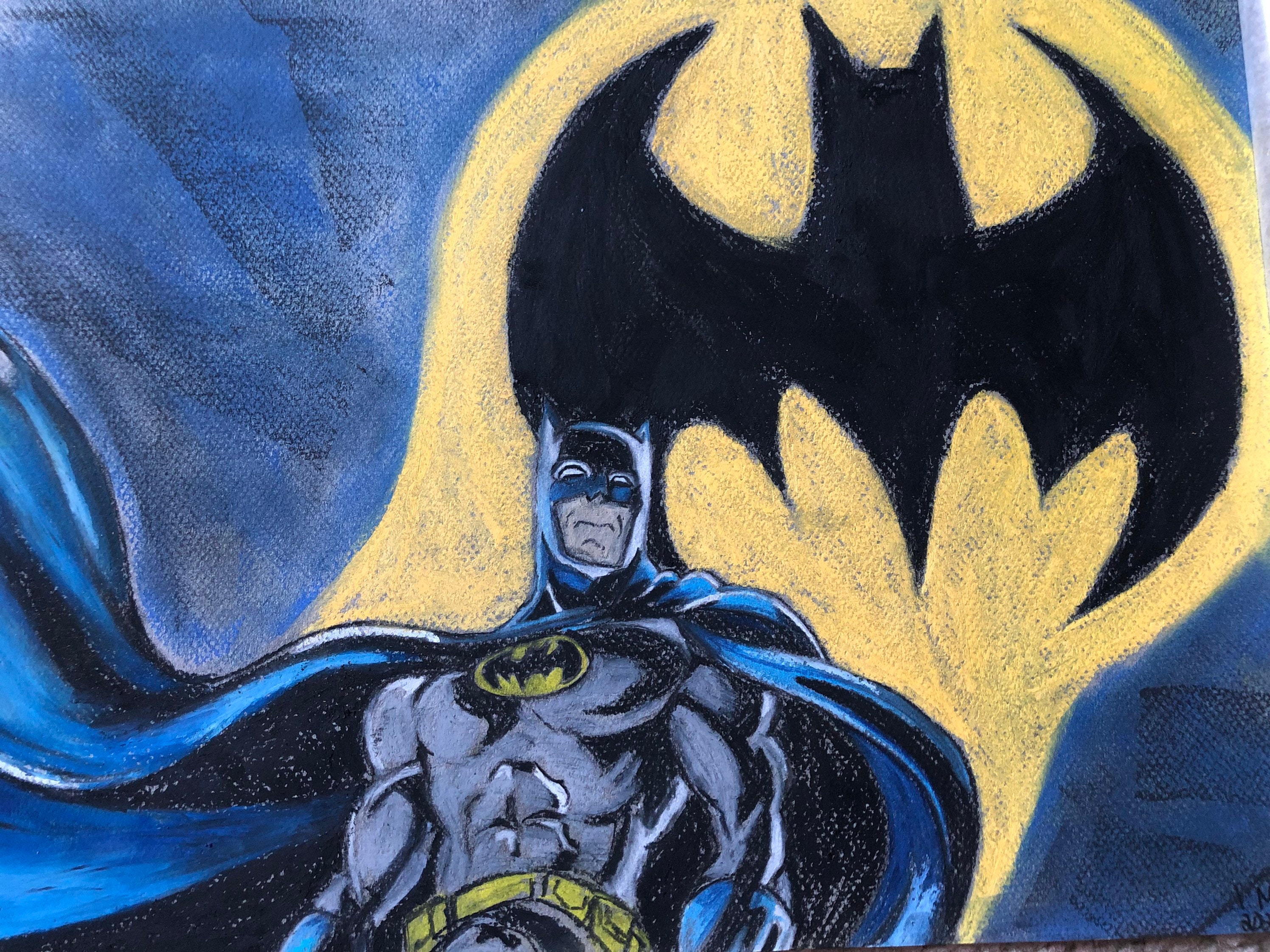 Batman Oil Pastel and Chalk on Paper - Etsy