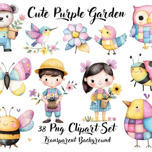 Clipart di uccelli carini ad acquerello, uccelli carini, uccelli ad acquerello, clipart di uccelli, uccelli, ragazzo, ragazza, gufo, fiore, coccinella, farfalla,