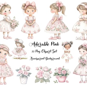 Aquarell süße Mädchen, druckbare Mädchen, kleine Mädchen Clipart, süße Kinderzimmer Kunst, Baby Mädchen Kinderzimmer rosa