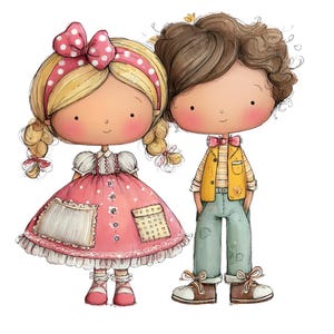 13 PNG Cute Patchwork Kids Clipart | Watercolor Children PNG | Romantic Patchwork Illustration | Cute Couples Clipart,  Commercial Use