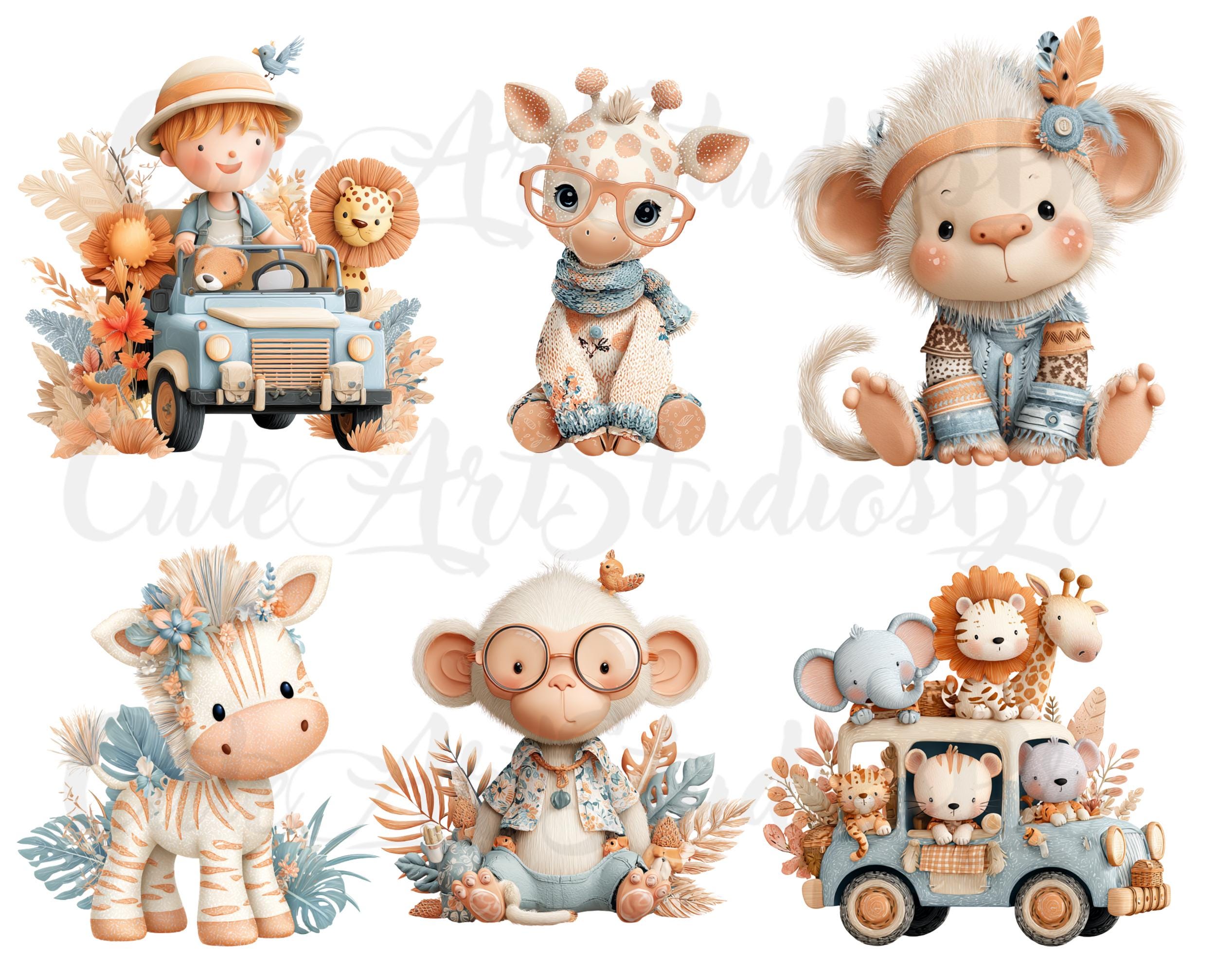 35 PNG Watercolor Safari Animals Clipart, Cute Jungle , Nursery Animals ...