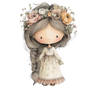 52 PNG - Akvarell söta flickor clipart, dockor clipart, utskrivbar clipart, babyflickor, omedelbar nedladdning, kommersiell användning - Precious Girls