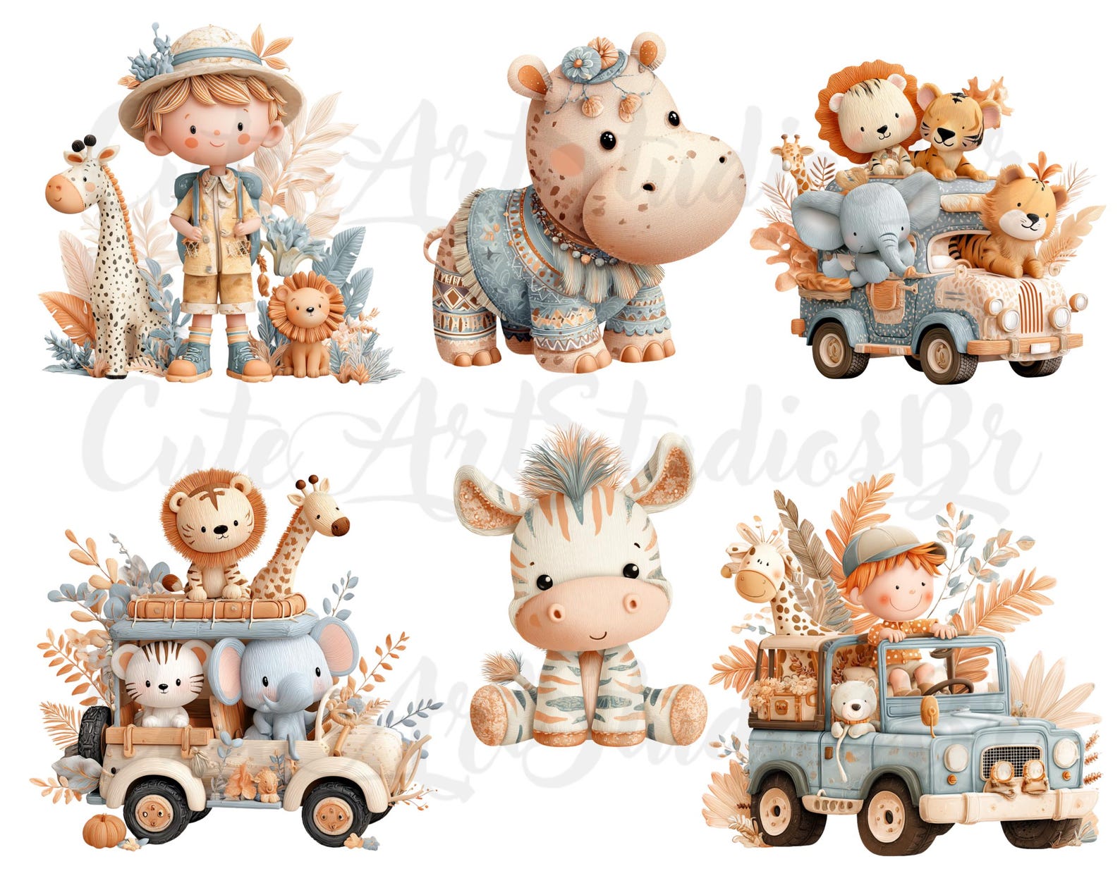35 PNG Watercolor Safari Animals Clipart, Cute Jungle , Nursery Animals ...