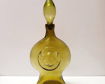 Glass Cat Genie Bottle Decanter with Stopper