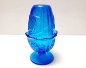 Turquoise Blue Fenton Glass Fairy Lamp Candle Holder
