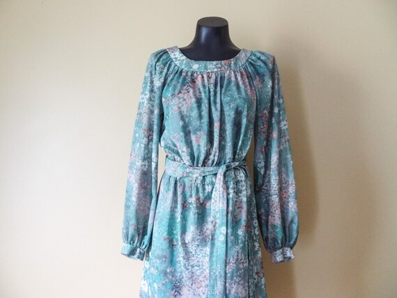 Green Floral Peasant Dress Size Large - Etsy