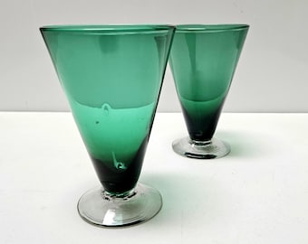 2 Blenko Glass #570 G Emerald Green Cups