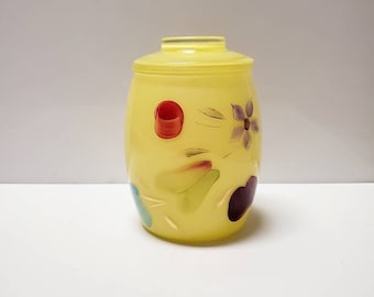 Bartlett Collins Glass Cookie Jar Yellow Gay Fad Print