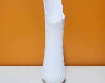 Fenton Glass White Hobnail Swung Vase