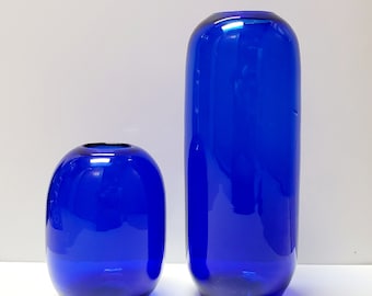 Blenko 8136 AND 8016 Pair Sapphire Blue