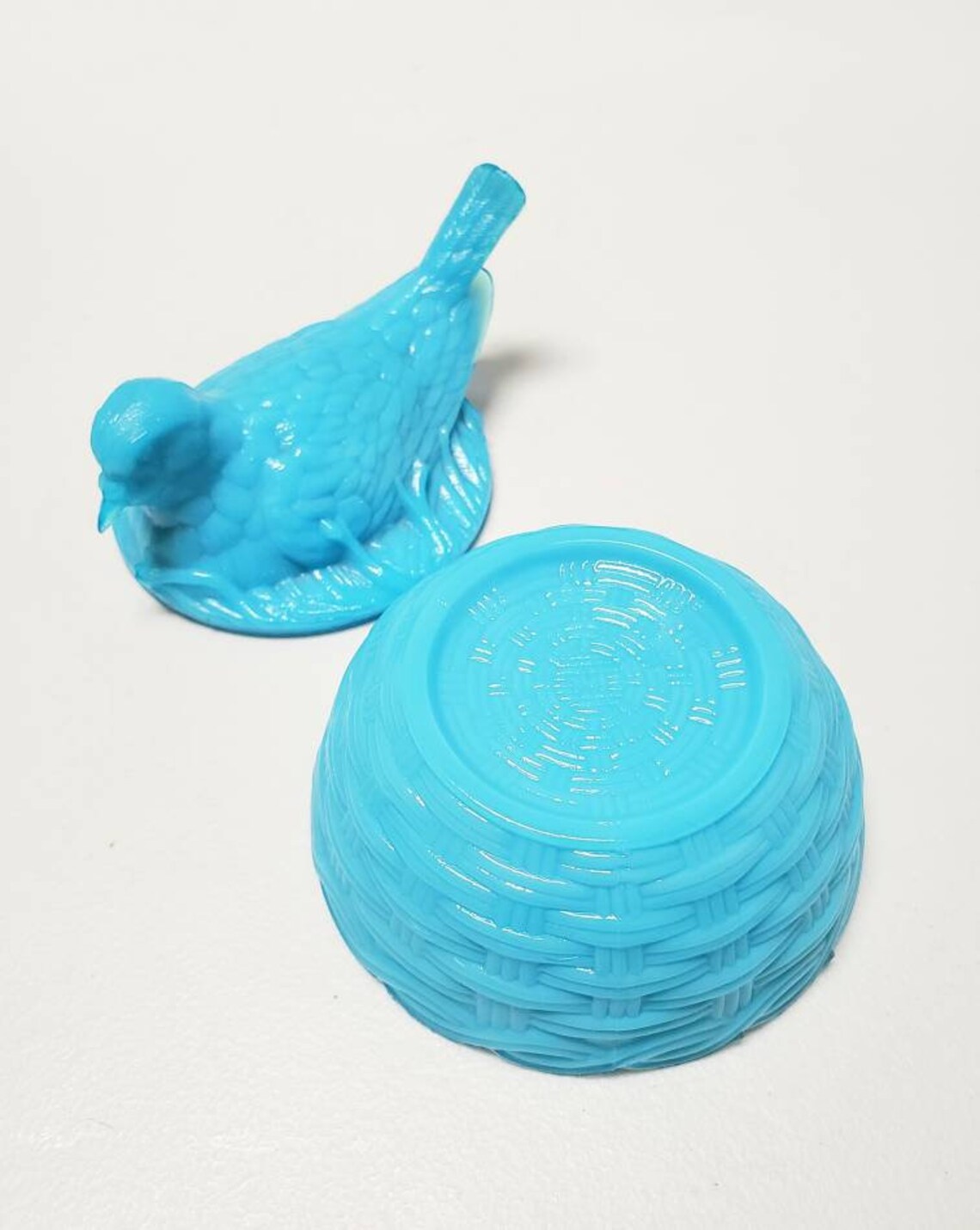 Blue Bird Nest Glass Candy Dish Or Covered Compote Robin s Etsy