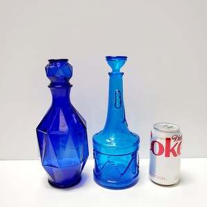 Set of 2 Blue Glass Decanters image 2