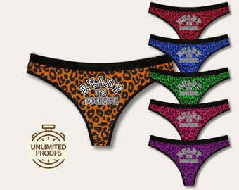 Aangepaste string - grappig kant-en-klaar slipje met luipaardprint - optioneel gepersonaliseerd ondergoed met jouw naam, tekst of cadeau voor haar