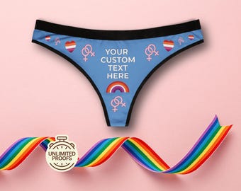 Aangepaste string voor Lesbian Pride Month - gepersonaliseerd ondergoed - jouw unieke tekst of naam - LGBTQ, jubileum of valentijnscadeau voor haar