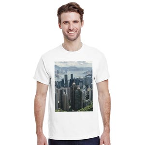 Hong Kong Skyline Unisex T-Shirt Heavyweight Urban Cityscape Tee