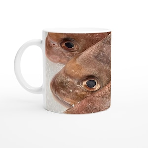 Artistic Fish Head Scales Ceramic Mug – 11oz White Mug