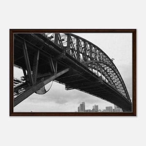 Sydney Harbour Bridge Black and White Framed Canvas Dramatic Art