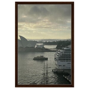 Sydney Harbour with Dramatic Lighting Framed Canvas Wall Art Striking Australian Cityscape Photography Print