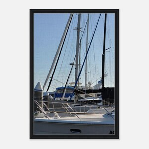 Sailing Boats at Harbour FRAMED Photography Canvas Wall Hanging for Home Bathroom Office Wall Decor